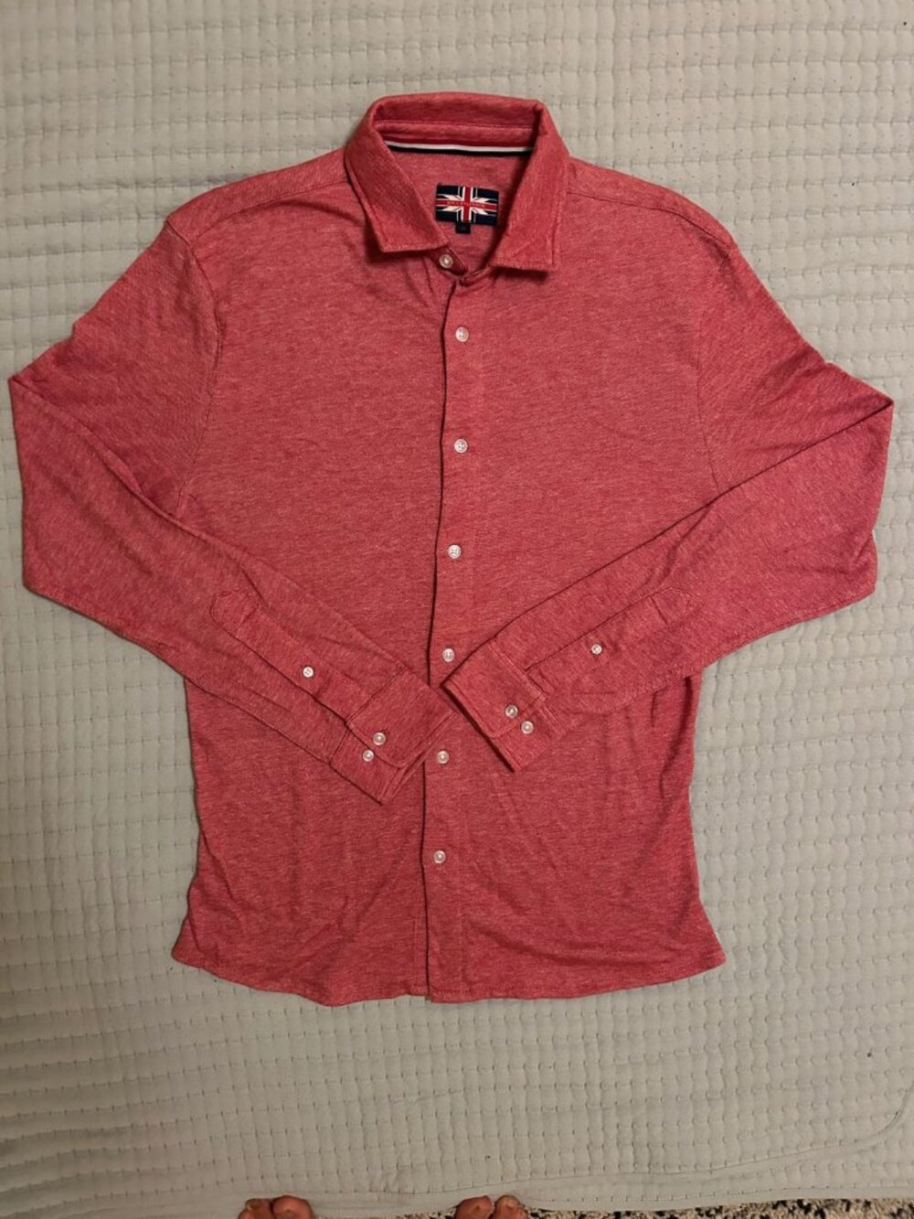 Soul of London Red Heather Knit Button Front Shirt M